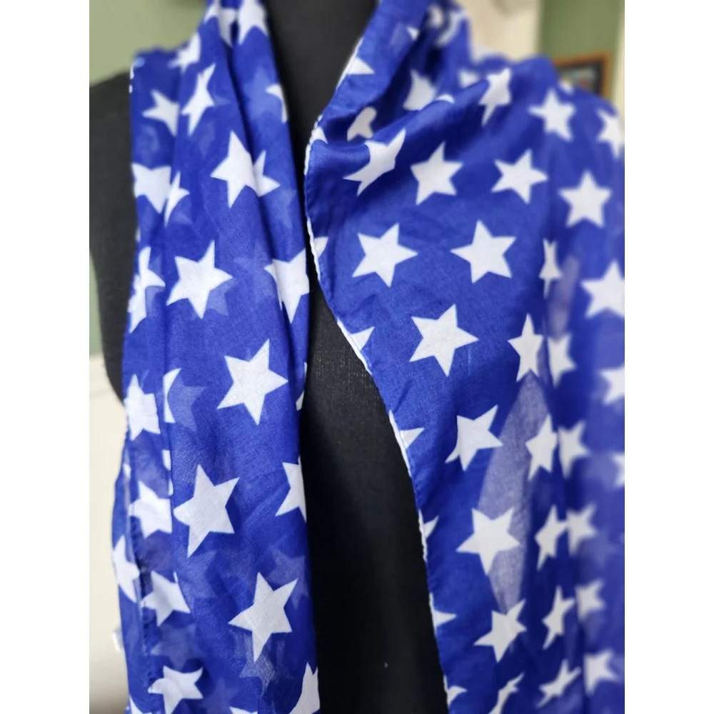 Greenbrier International Blue White Star Print Scarf